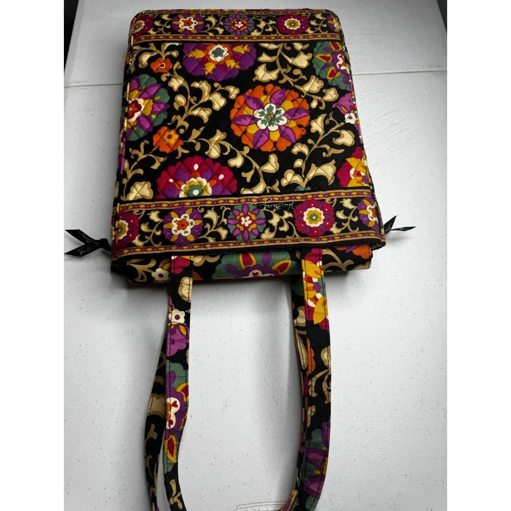 Vera Bradley Provencal Quilted‎ Cotton Laptop Tote Bag Checkpoint Friendly Black